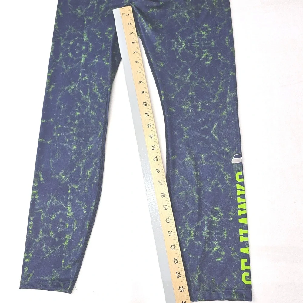 NFL Team Apparel Seattle Seahawks Womens XL Leggings Blue Green Marble Print